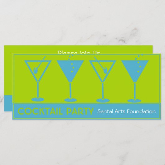 Cocktail Party-Fundraiser-uitnodiging (Voorkant / Achterkant)