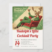 Cocktail Party  Grappig Retro Kerstfeest Kaart (Voorkant)