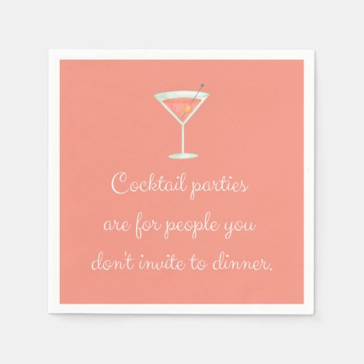 Cocktail party grappige martini-zalmkleur servet (Voorkant)