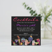 Cocktail Party Happy Birthday Invitation Drink Kaart (Staand voorkant)