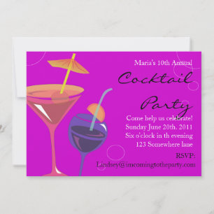 Cocktail Party Happy Birthday Invitation Drinken Kaart
