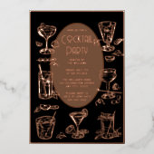 Cocktail Party Invitation Black  Retro Folie Uitnodiging (Voorkant)