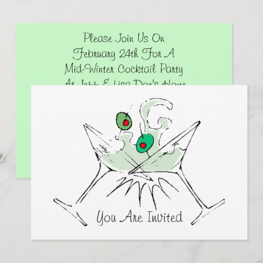 Cocktail Party Invitation Festive Minimalist look Kaart (Voorkant / Achterkant)