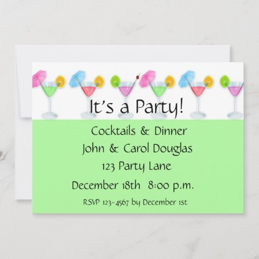 Cocktail Party Invitation Kaart (Voorkant)