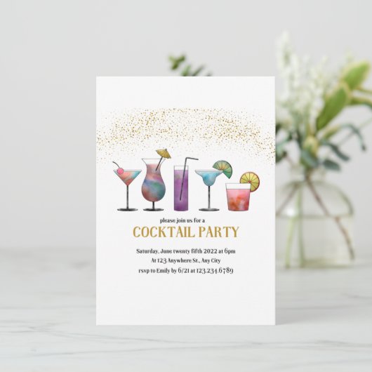 Cocktail Party Invitation Kaart (Staand voorkant)