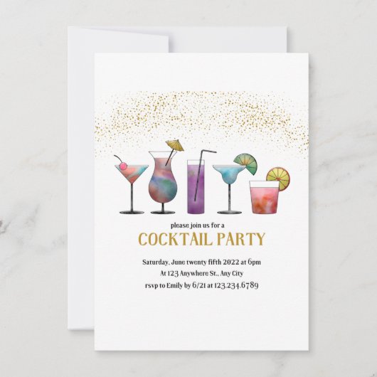 Cocktail Party Invitation Kaart (Voorkant)