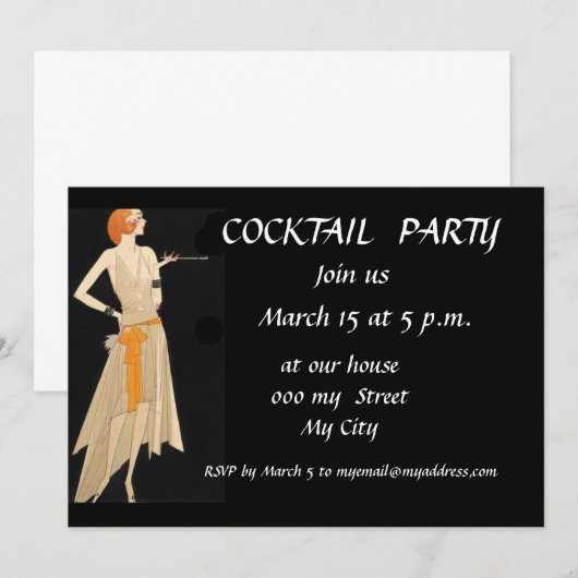 Cocktail Party Invitation Kaart (Voorkant / Achterkant)