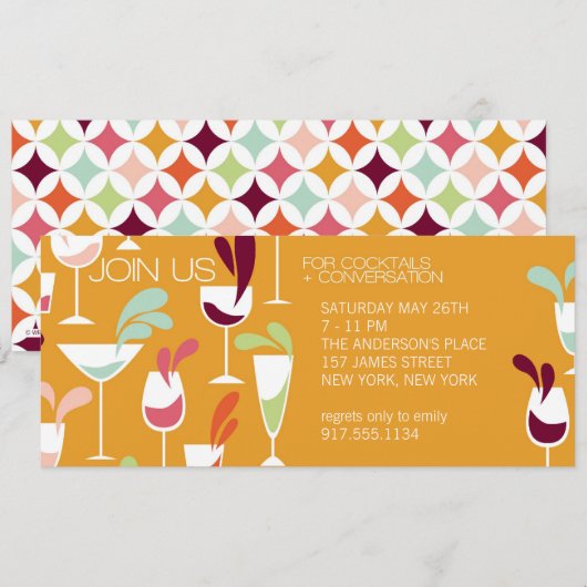 Cocktail Party Invitation Kaart (Voorkant / Achterkant)