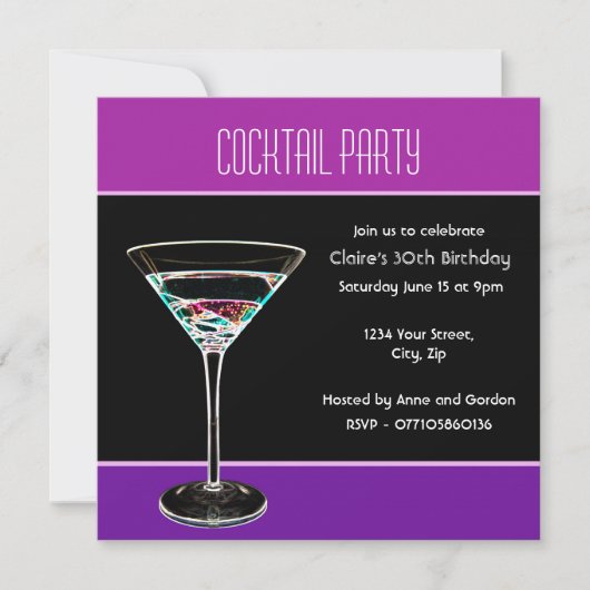 Cocktail Party Invitation Kaart (Voorkant)
