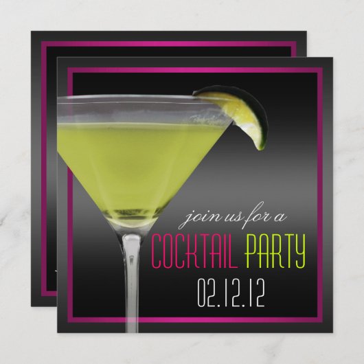 Cocktail Party Invitation Kaart (Voorkant / Achterkant)