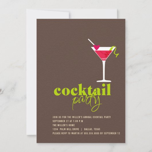 Cocktail Party Invitation Kaart (Voorkant)