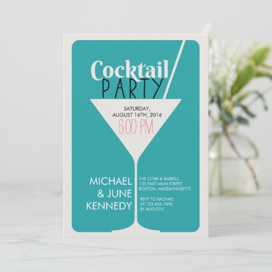 Cocktail Party Invitation Kaart (Staand voorkant)