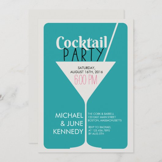 Cocktail Party Invitation Kaart (Voorkant / Achterkant)