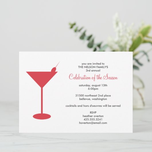 Cocktail Party Invitation Kaart (Staand voorkant)