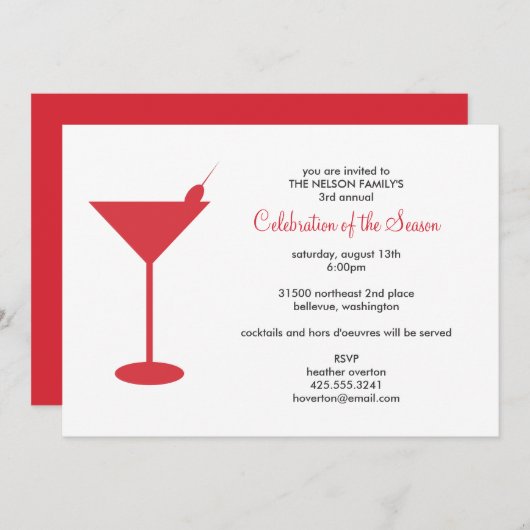 Cocktail Party Invitation Kaart (Voorkant / Achterkant)