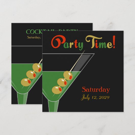 Cocktail Party Invitation Kaart (Voorkant / Achterkant)