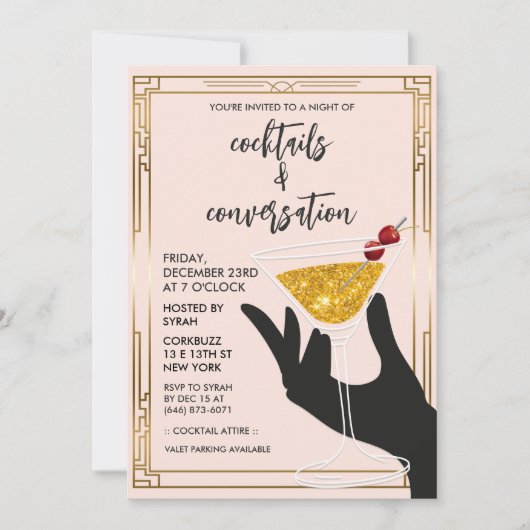 Cocktail Party Invitation Kaart (Voorkant)