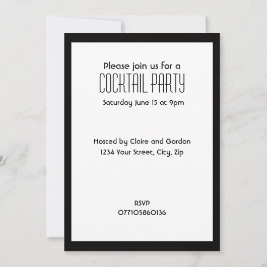 Cocktail Party Invitation Kaart (Achterkant)