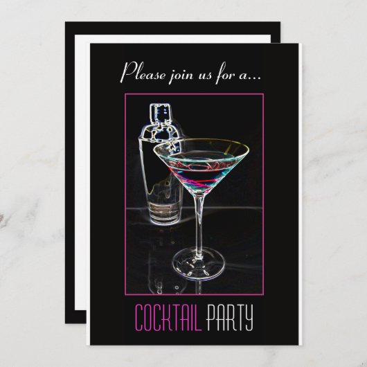 Cocktail Party Invitation Kaart (Voorkant / Achterkant)