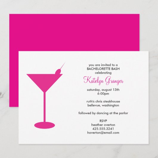 Cocktail Party Invitation Kaart (Voorkant / Achterkant)