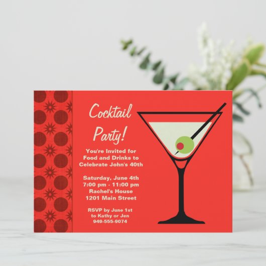 Cocktail Party Invitation Kaart (Staand voorkant)