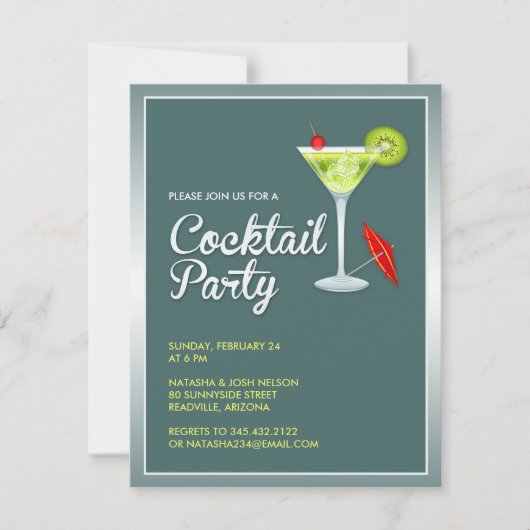 Cocktail Party Invitation Kaart (Voorkant)
