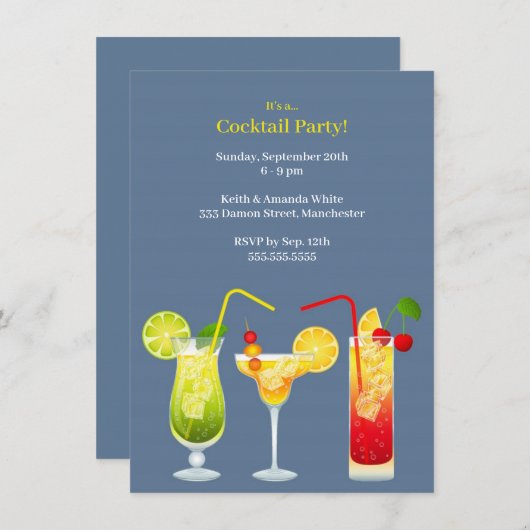 Cocktail Party Invitation Kaart (Voorkant / Achterkant)