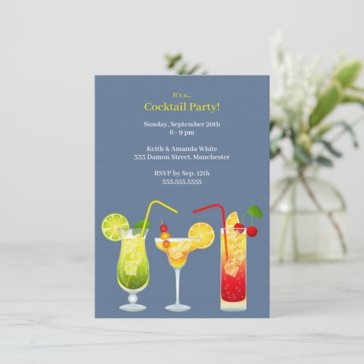 Cocktail Party Invitation Kaart (Staand voorkant)