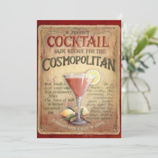 Cocktail Party Invitation kosmopolitan Kaart (Staand voorkant)