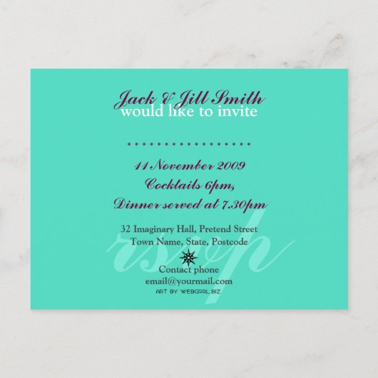 Cocktail Party Invitation sjabloon Briefkaart (Achterkant)