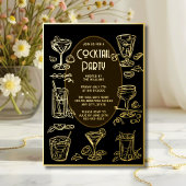 Cocktail Party Invitation Zwart Elegant Folie Uitnodiging