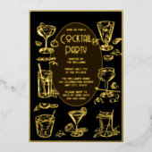 Cocktail Party Invitation Zwart Elegant Folie Uitnodiging (Voorkant)