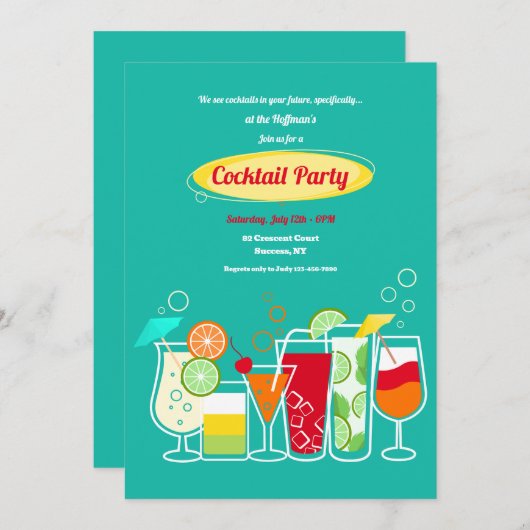 Cocktail Party Kaart (Voorkant / Achterkant)