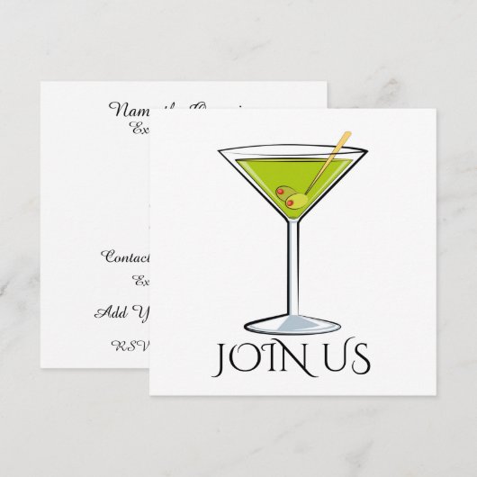 Cocktail Party Kaart (Voorkant / Achterkant)