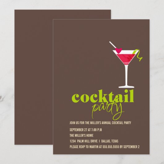 Cocktail Party Kaart (Voorkant / Achterkant)