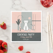 Cocktail party katten retro stijl kat simpel servet (Insitu)