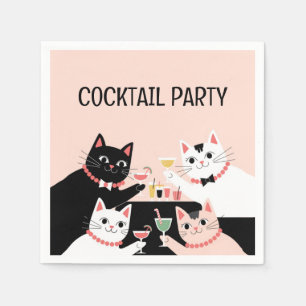 Cocktail party katten retro verfijnd servet