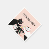 Cocktail party katten retro verfijnd servet (Hoek)