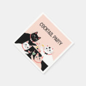 Cocktail party katten retro verfijnd servet (Hoek)