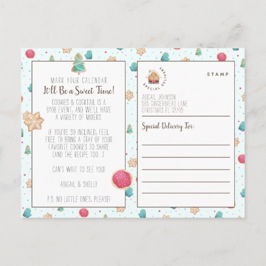 Cocktail Party Kerst Cookies Budget Uitnodiging (Achterkant)