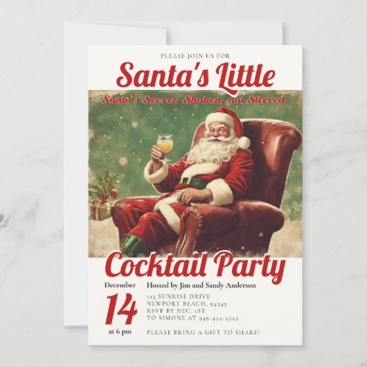 Cocktail Party  Kerstfeest Kaart (Voorkant)