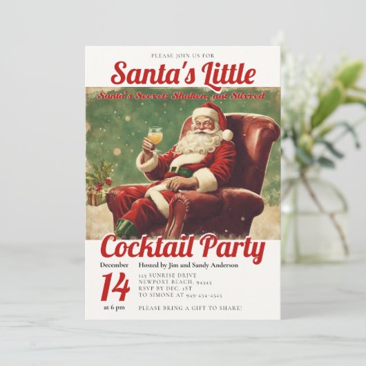 Cocktail Party Kerstfeest Kaart (Staand voorkant)