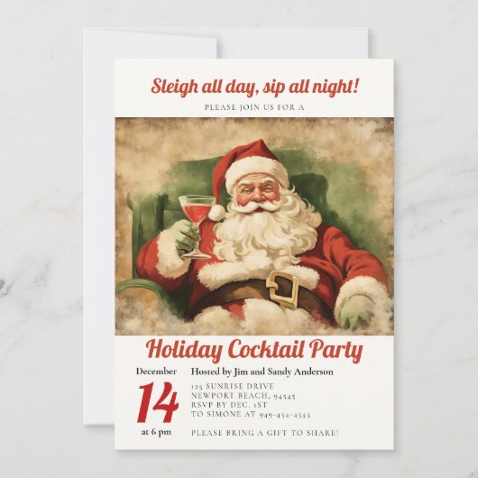 Cocktail Party  Kerstfeest Kaart (Voorkant)