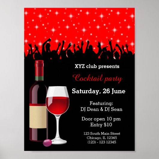 Cocktail party * kies achtergrondkleur poster (Voorkant)