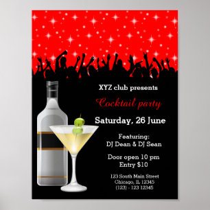 Cocktail party * kies achtergrondkleur poster