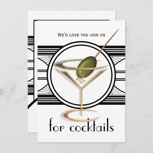 Cocktail Party Medium-uitnodigingen Kaart (Voorkant / Achterkant)