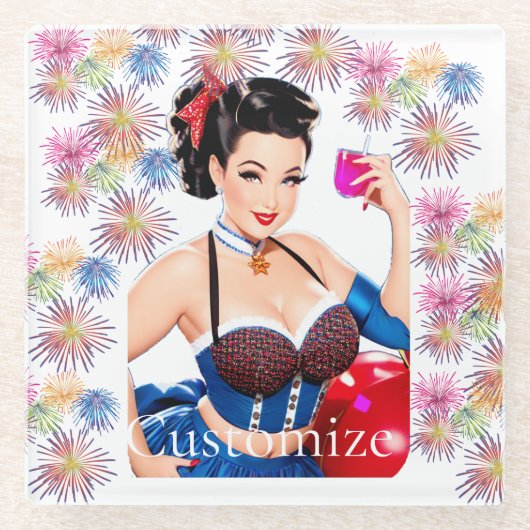 Cocktail Party Meisje Thunder_Cove Glazen Onderzetter (Voorkant)