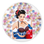 Cocktail Party Meisje Thunder_Cove Keramische Knop (Voorkant)