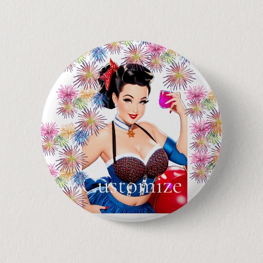 Cocktail Party Meisje Thunder_Cove Ronde Button 5,7 Cm (Voorkant)