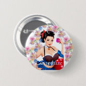 Cocktail Party Meisje Thunder_Cove Ronde Button 5,7 Cm (Voorkant /achterkant)
